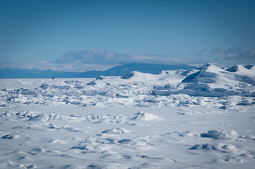 Baikal lake by winter in Siberia