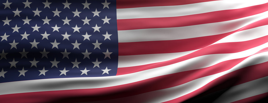 United states America national flag waving texture background. 3d illustration