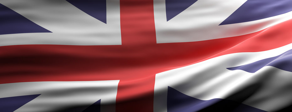 United Kingdom national flag waving texture background. 3d illustration