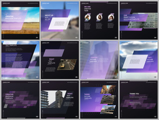 Minimal brochure template with unique fresh colorful geometric design. Covers design templates for square flyer, leaflet, brochure, presentation, magazine, blog, social media advertising, online promo