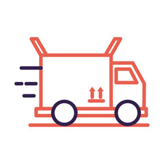 truck with box carton packing delivery service line