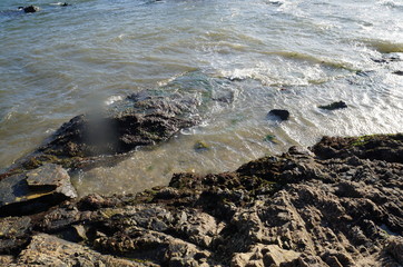 Photograph of Yaotomi Shrine and Mikawa Bay. Yaotomi Shrine is also called Takeshima Benten.