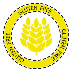 Gluten free vector icon. No gluten stamp. Sign with wheat inside and with lettering 