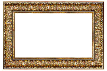Vintage golden frame isolated on a white background