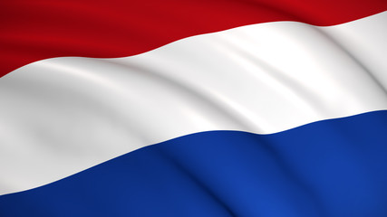The national flag of Netherlands (Dutch flag) - waving background illustration. Highly detailed realistic 3D rendering