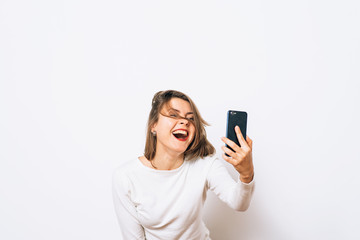 Fototapeta premium Woman taking selfie
