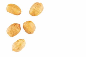 Dried raw peanuts isolated on white background with clipping path