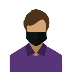 Avatar profile icon  man with mask.Icon in flat style isolated on white background. User silhouette symbol for your web site design, logo, app, UI. Stock vector illustration
