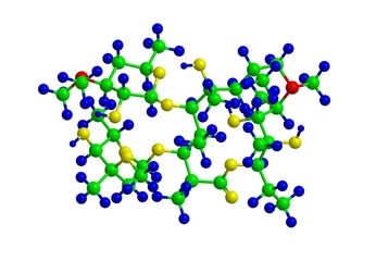 Molecular structure of Azithromycin, 3D rendering