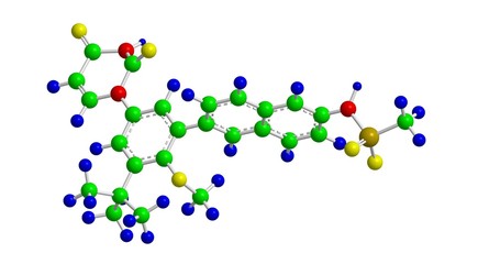Molecular structure of Dasabuvir, 3D rendering
