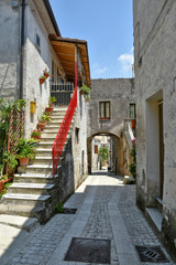 A narrow street in Castel Campagnano, a village in the province of Caserta in Italy
