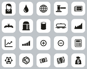 Oil Trade Icons Black & White Flat Design Set Big