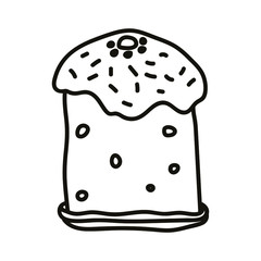 Vector easter cakes isolated on white background. Doodle style. Outline food vector element for posters, stickers, greeting cards, web.