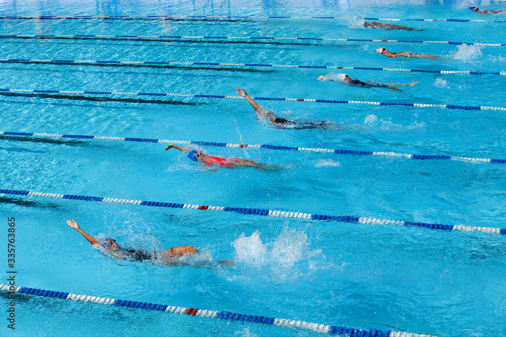 Wall mural swimming pool in a race.