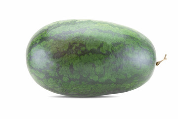 One whole ripe watermelon isolated on white background with clipping path