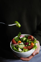 Eating Fresh Organic Green Salad