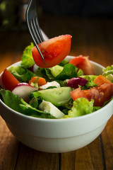 Eating Fresh Organic Green Salad