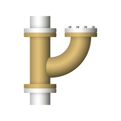 Pipe vector icon. Made from steel or metal connection by flange fitting fixing by screw and bolt. Part for pipeline construction to transport oil and gas in industry, water in plumbing and irrigation.