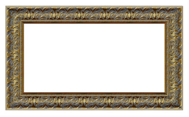 Vintage golden frame isolated on a white background