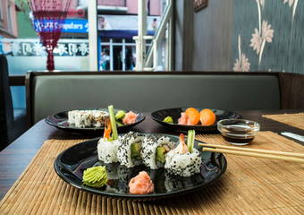 Sushi in restaurant