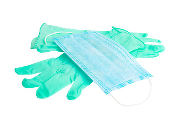 medical mask with gloves isolated
