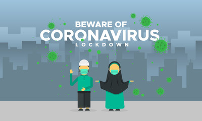 People use medical masks to protect against the corona virus. Backgrounds of dirty buildings.