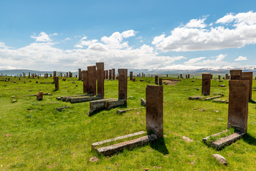 Ahlat, Bitlis - Turkey. The widest cemetery in the world: Selçuk Cemetery in Ahlat.