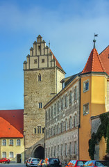 Naklejka premium Rothenburg Tower Gate, Dinkelsbuhl, Bavaria, Germany