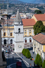 Benevento, Campania, Italy: aerial view of the bell tower of the church of Santa Sofia.