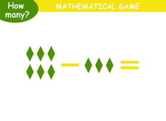 examples of subtraction with geometric shapes. educational page with mathematical examples for children