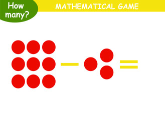 examples of subtraction with geometric shapes. educational page with mathematical examples for children