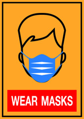 caution sign medical health mask
