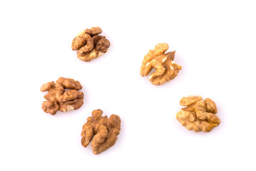 Greek walnut close-up on a white background