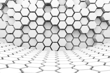 Black and white cells podium concept white abstract background 3D illustration