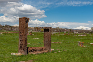Ahlat, Bitlis - Turkey. The widest cemetery in the world: Selçuk Cemetery in Ahlat.