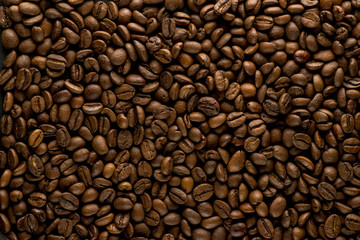 coffee grains on black background