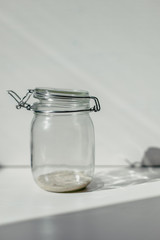 sourdough starter in a glass jar