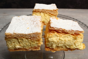 Cream Pie. Two layers of puff pastry filled with whipped cream.