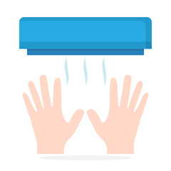 Hand dryer and hands icon illustration