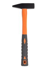Claw hammer with orange rubber handle isolated on white background
