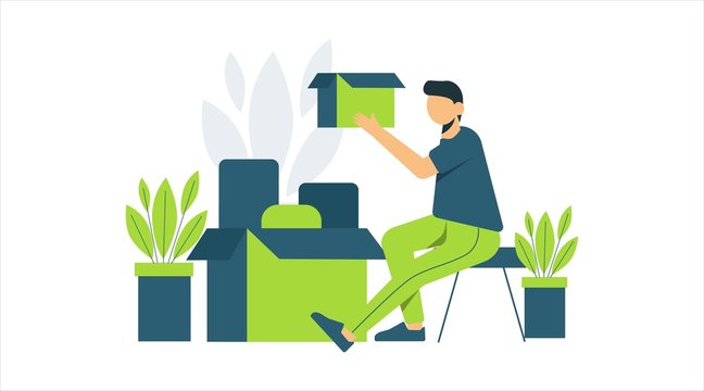 People opened gift box illustration concept. Perfect for landing page or web