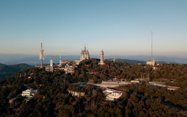 Obraz premium Panormic view of famous landmark of Barcelona, Tibidabo