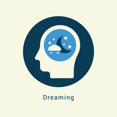 Dreaming icon concept with human head