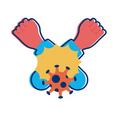 arms crossed with covid 19 particle flat style