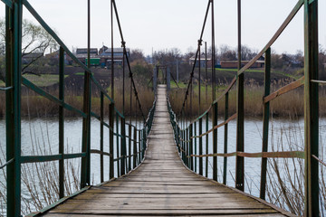 Suspension bridge over water