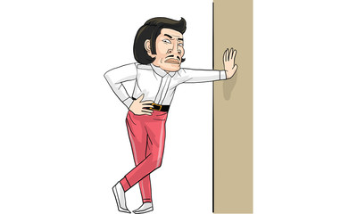 Actions of man in white suit 