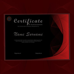 Certificate with futuristic high-tech swoosh wave design