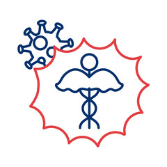 medical symbol with covid 19 particle line style