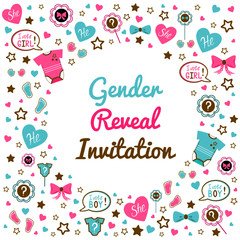Gender reveal template. Gender reveal party. Gender reveal invitation. Baby shower.