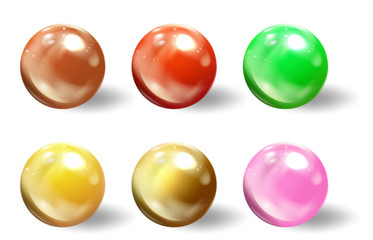 Realistic spheres, 3d balls or pearls. Vector.